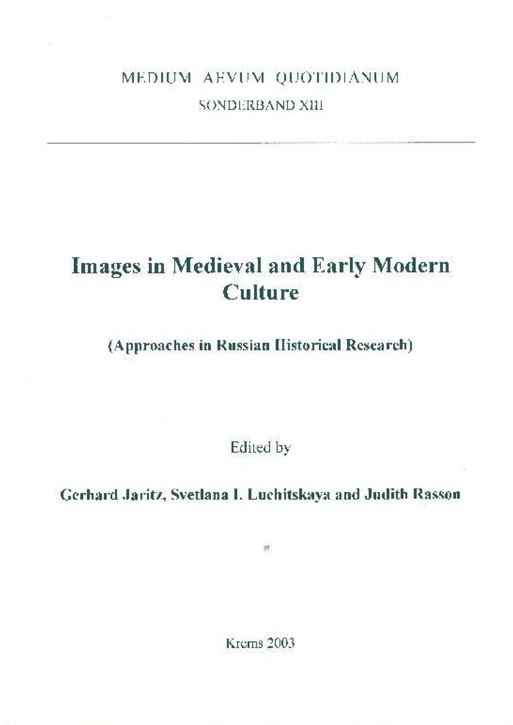 Images in Medieval and Early Modern Culture